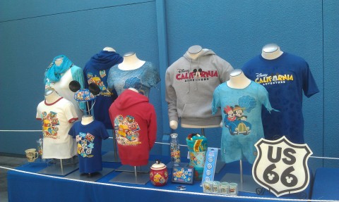 Some of the Cars Land merchandise outside on display.