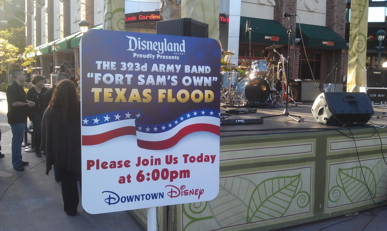 the 323d Army Band Fort Sams own Texas Flood @ DowntownDisney starting at 6pm