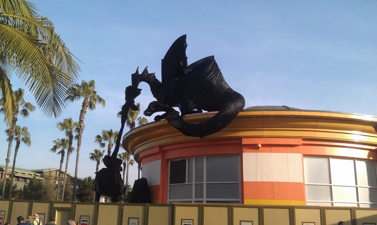 A dragon is now atop the Lego Store in Downtown Disney.