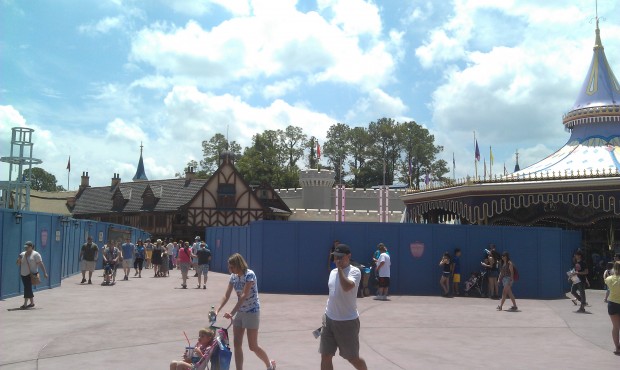 Some new walls in Fantasyland, on the right in this shot.