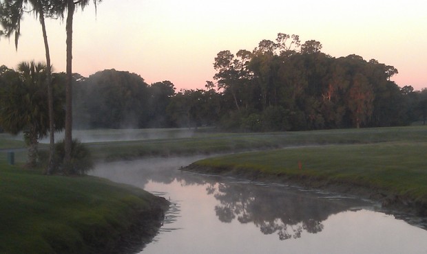 Starting off the morning with a quick round at Oak Trail.  the water ways are steaming tg