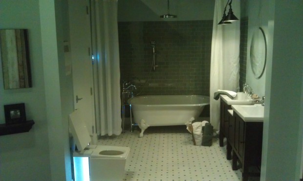 The master bathroom in the vision house.