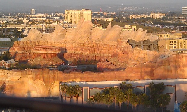 A check in on Cars Land from the Fun Wheel as the sun is setting this evening.