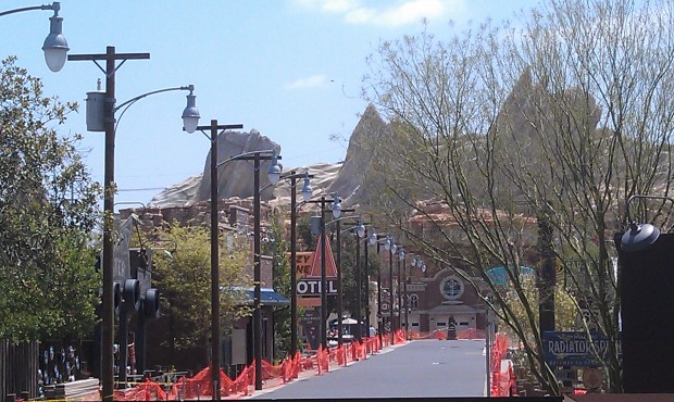 A look down Route 66 @ Cars Land with just over a month till opening.