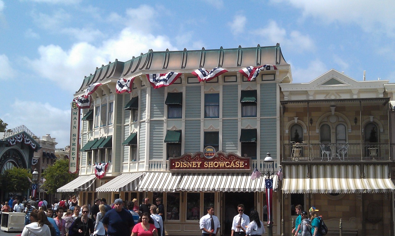 Main Street is decked out in red white and blue for thr holiday weekend.