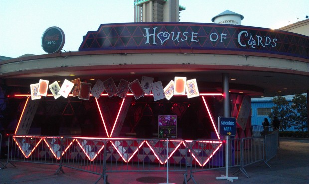 Some of the House of Cards lights are on this evening.