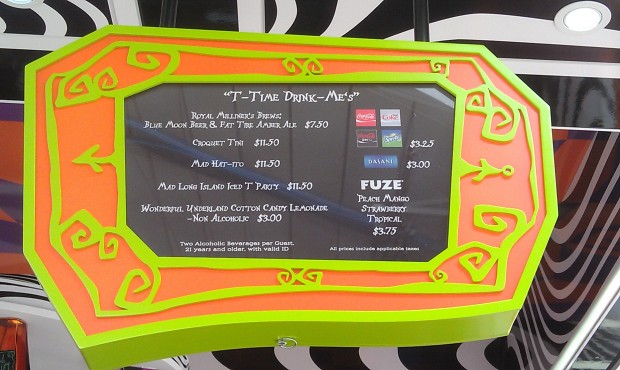 The Drink Me menu at the Mad T Party