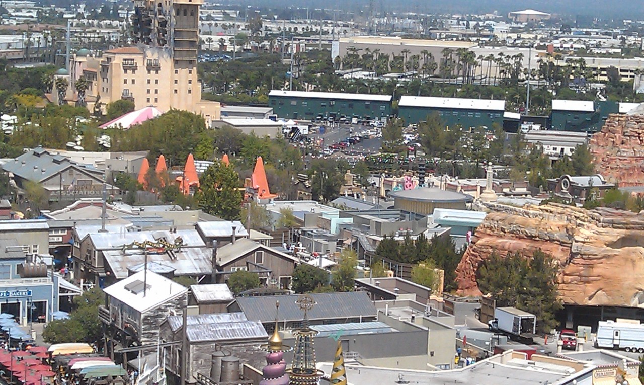 A look at CarsLand from the Fun Wheel.