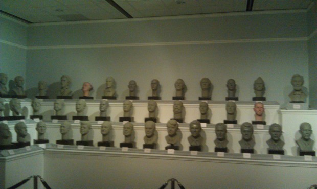 Busts of all the presidents in the Hall of Presidents