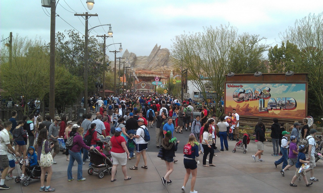 The Blue Sky Cellar view of CarsLand this morning.