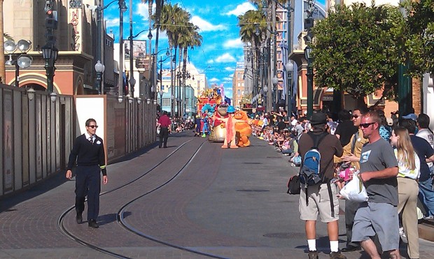 The Pixar Play Parade making its way up Hollywood Blvd.