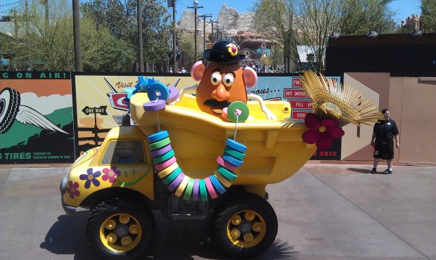 The Pixar Play Parade passing by Cars Land.