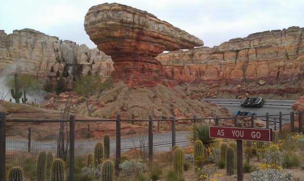 The Radiator Springs Racers are just starting up for the day.