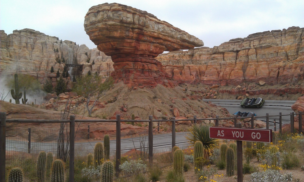 The Radiator Springs Racers are just starting up for the day.