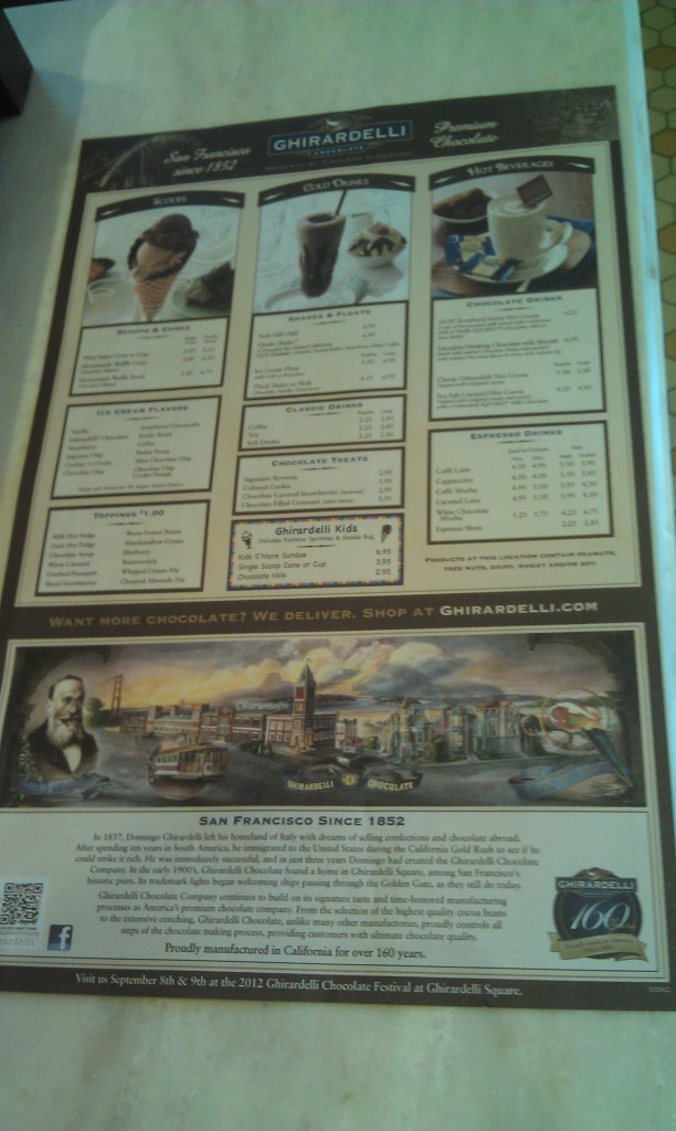 The back of the menu.