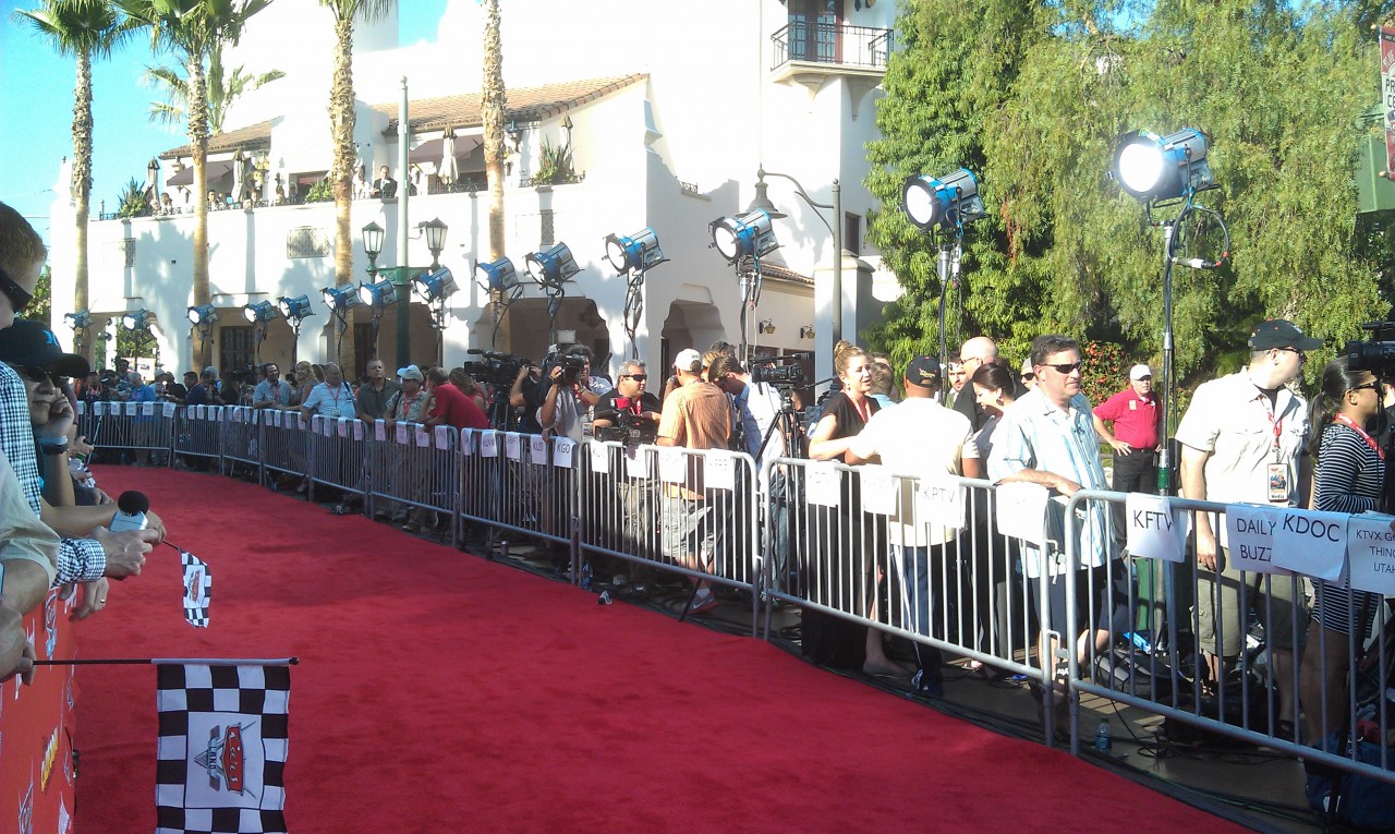 Waiting for the celebrity arrivals on the Red Carpet for CarsLand