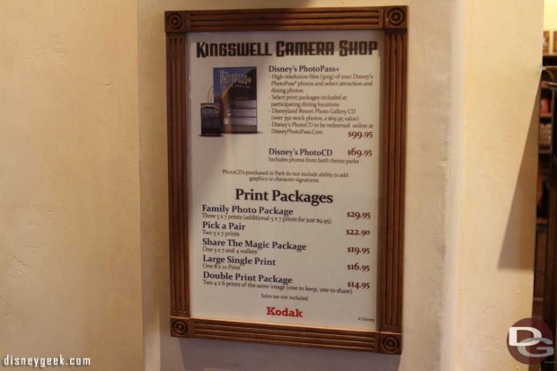 PhotoPass Pricing/Options on 7/20/12
