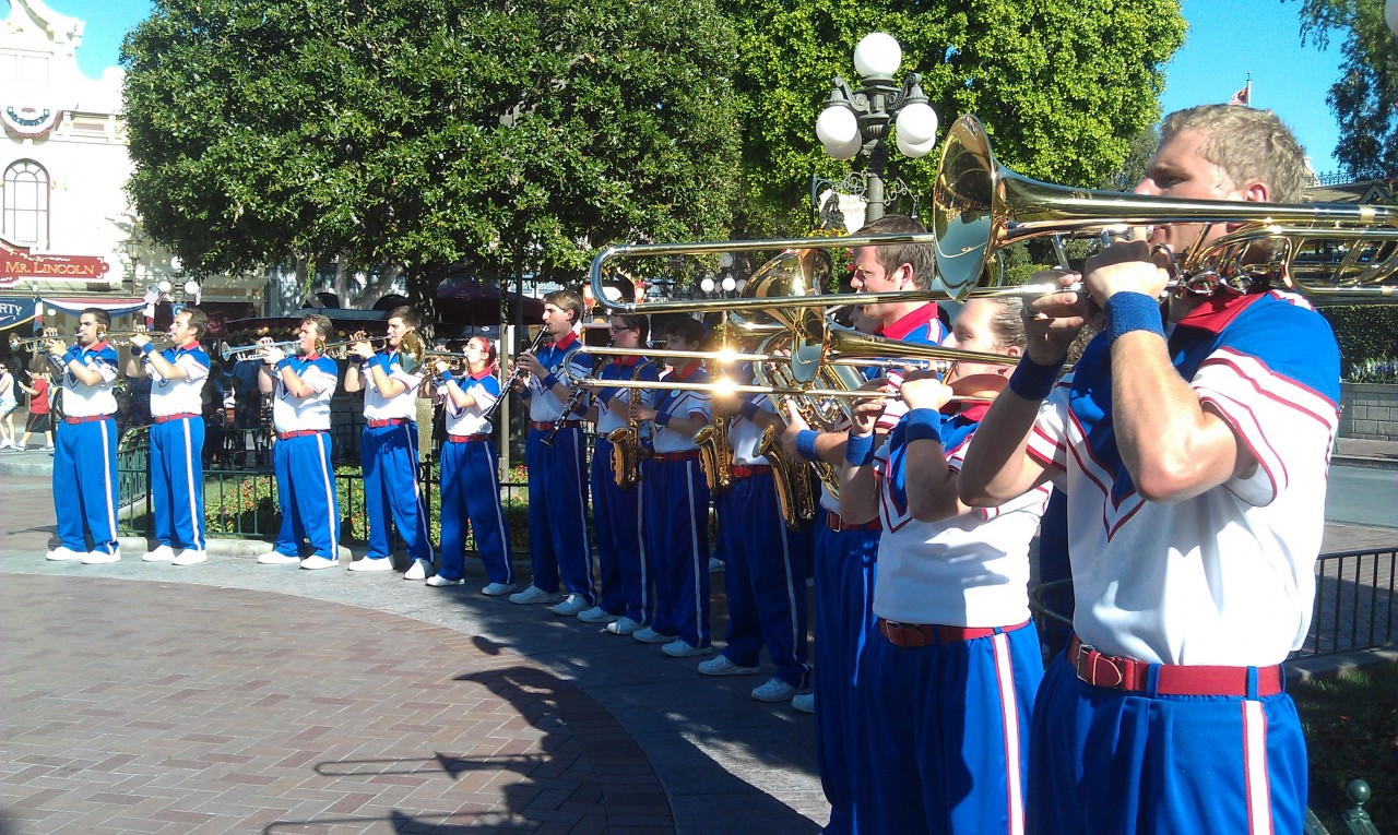 The All American College Band performing at the nightly Flag Retreat.