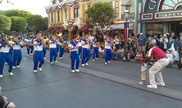 The College Band had a guest director for part of the preparade.