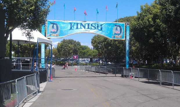 The final preparations are underway for the #Disneyland 1/2 marathon this weekend.  The finish line is ready.