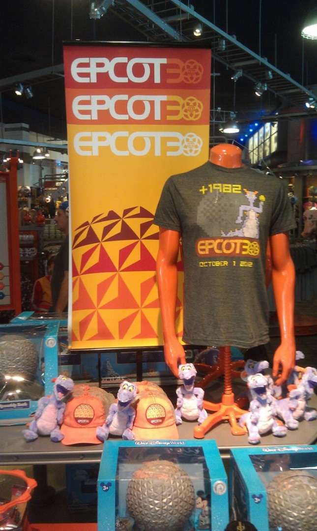 Some of the EPCOT30 merchandise in MouseGear