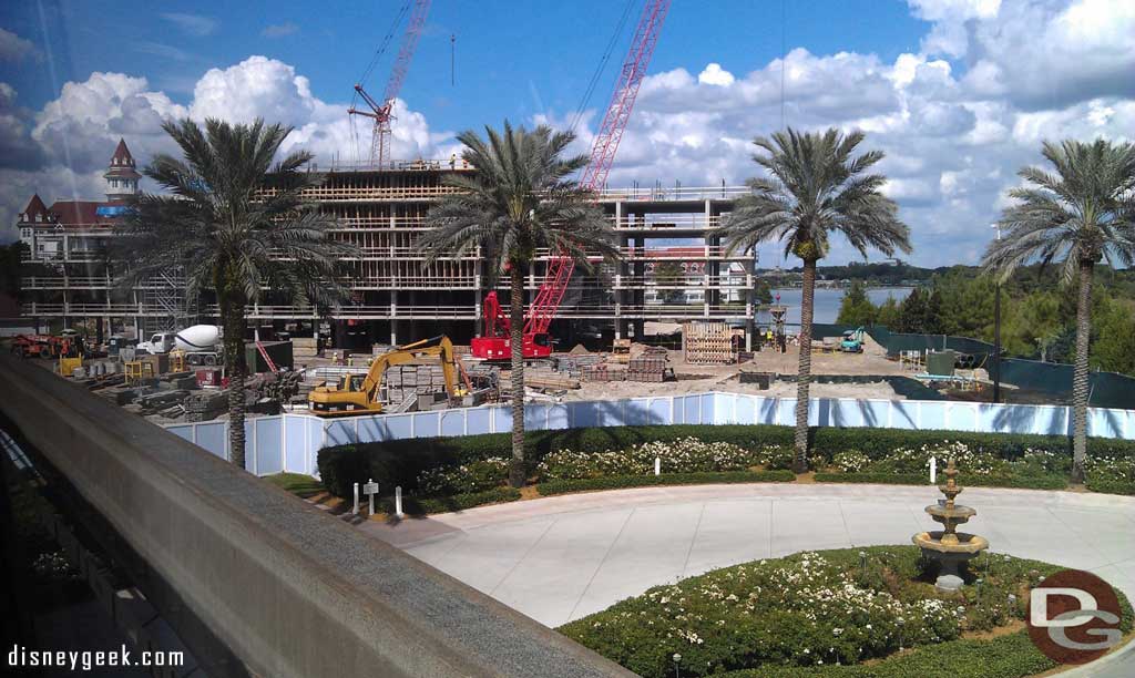 A look at the Grand Floridian DVC work from the monorail.