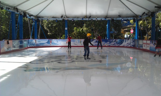 Ice skating and Christmas music is perfect as long as you ignore the temp,  the mid 80s