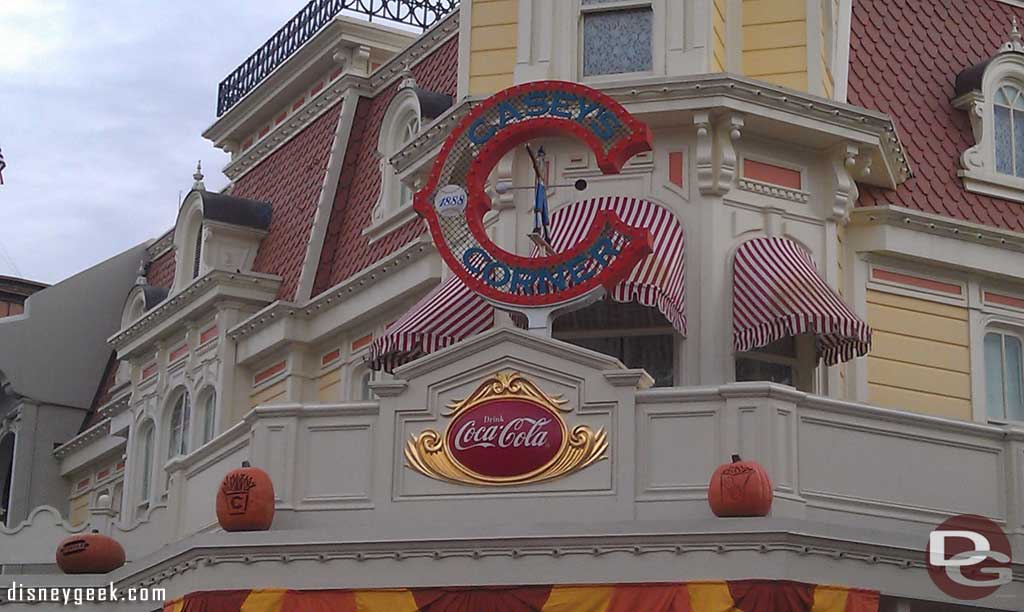 Many of the pumpkins on Main Street match the location they are over