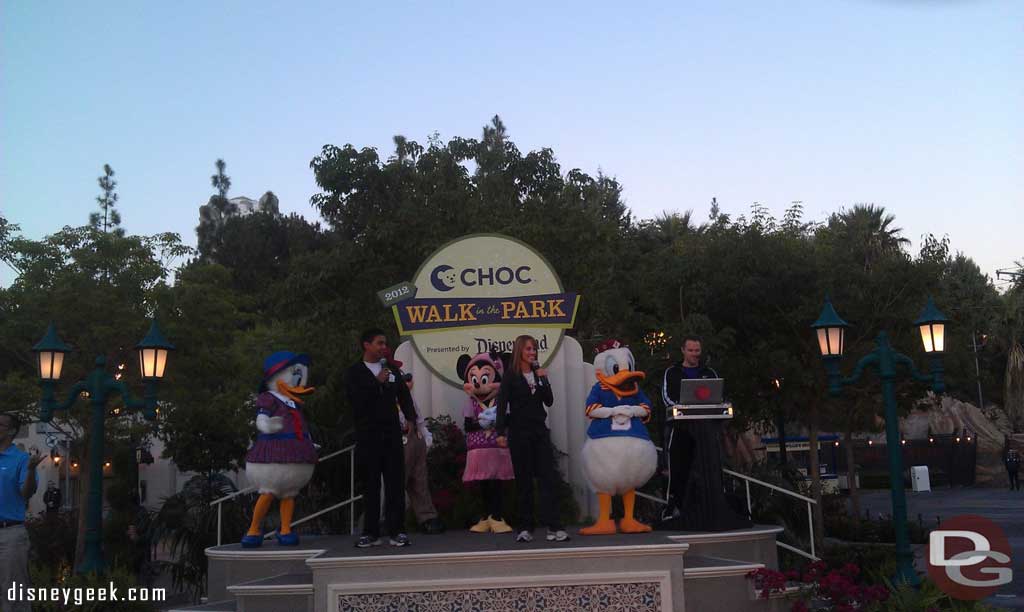 Mickey and the gang kicking off the walk