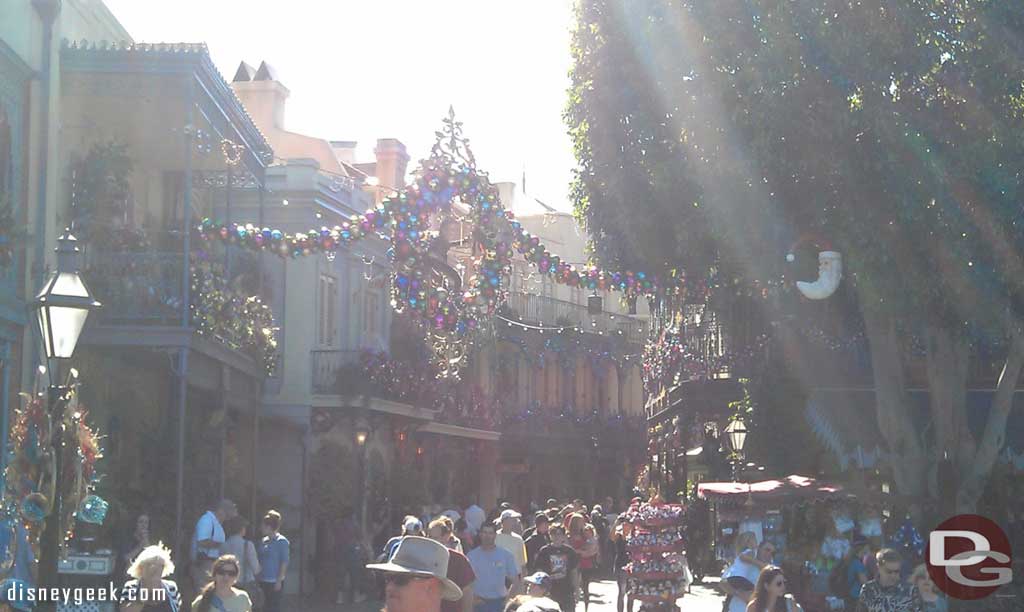 New Orleans Square has received some of its Christmas decorations.