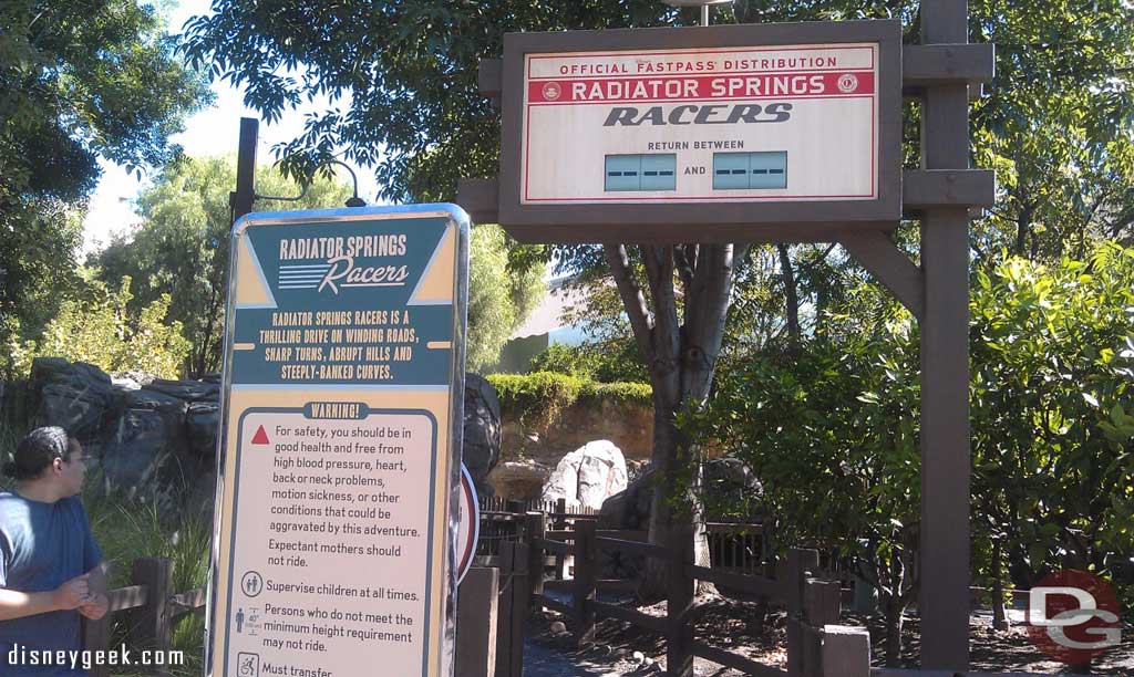 Racers Fastpasses are gone for the day already.