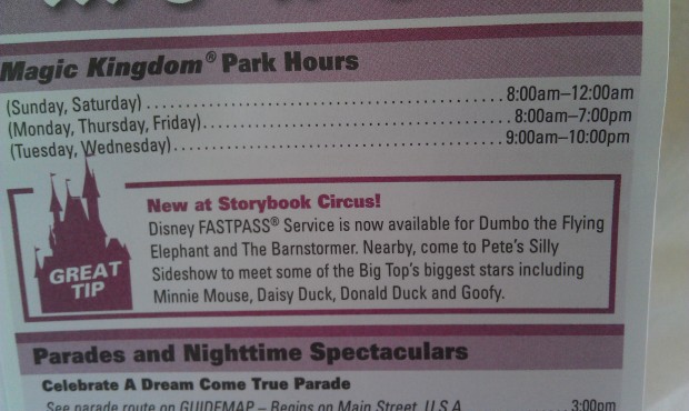 The Magic Kingdom time guide this week has a box/highlight for the new Storybook Circus additions