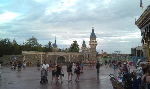 The one section of castle wall that is out from behind the walls of the new Fantasyland