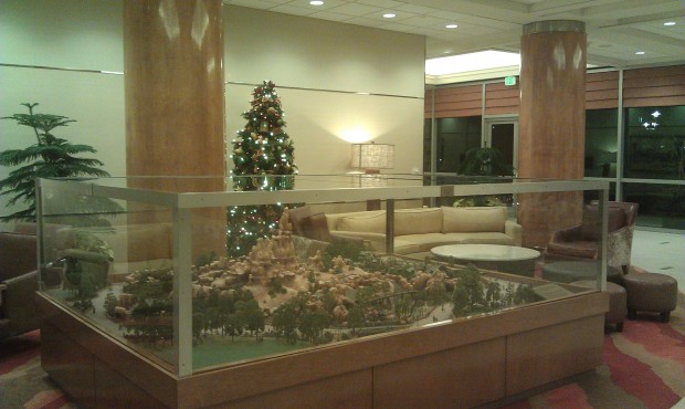 A small tree in the Frontier Tower of the Disneyland Hotel