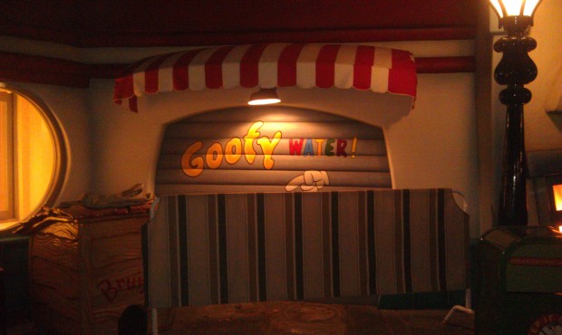 Goofys Gas in Toontown is out from behind scaffolding, but still working on the Goofy Water.