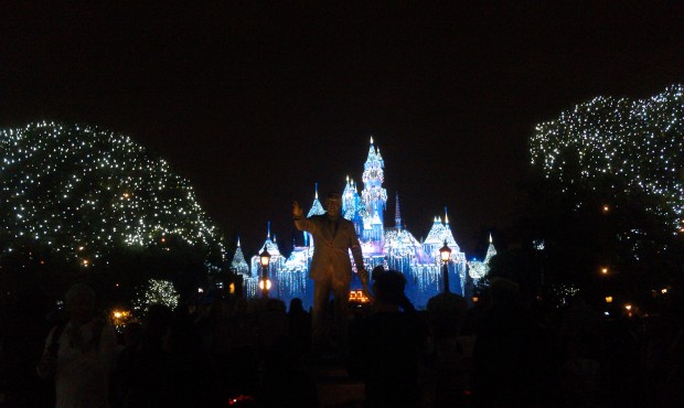 Sleeping Beauty Castle during a Wintertime Enchantment (snow moment)