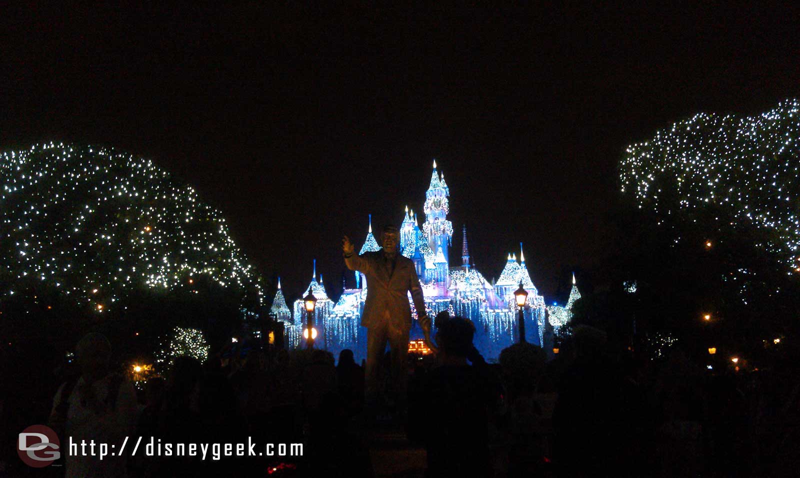 Sleeping Beauty Castle during a Wintertime Enchantment snow moment
