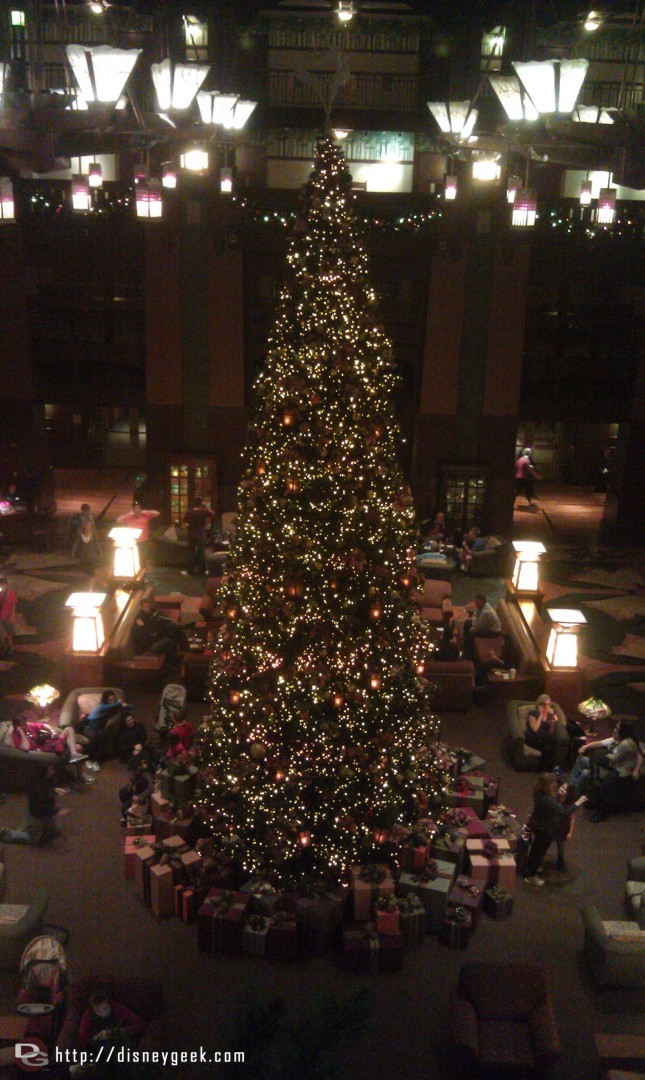 The Grand Californian decoarations are up. Here is the tree in the lobby.
