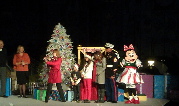 The Plummer family and Minnie arrive to light Small World