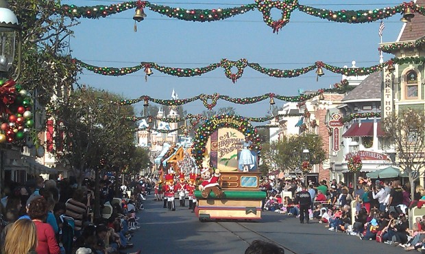 A Christmas Fantasy parade making its way down Main Street.