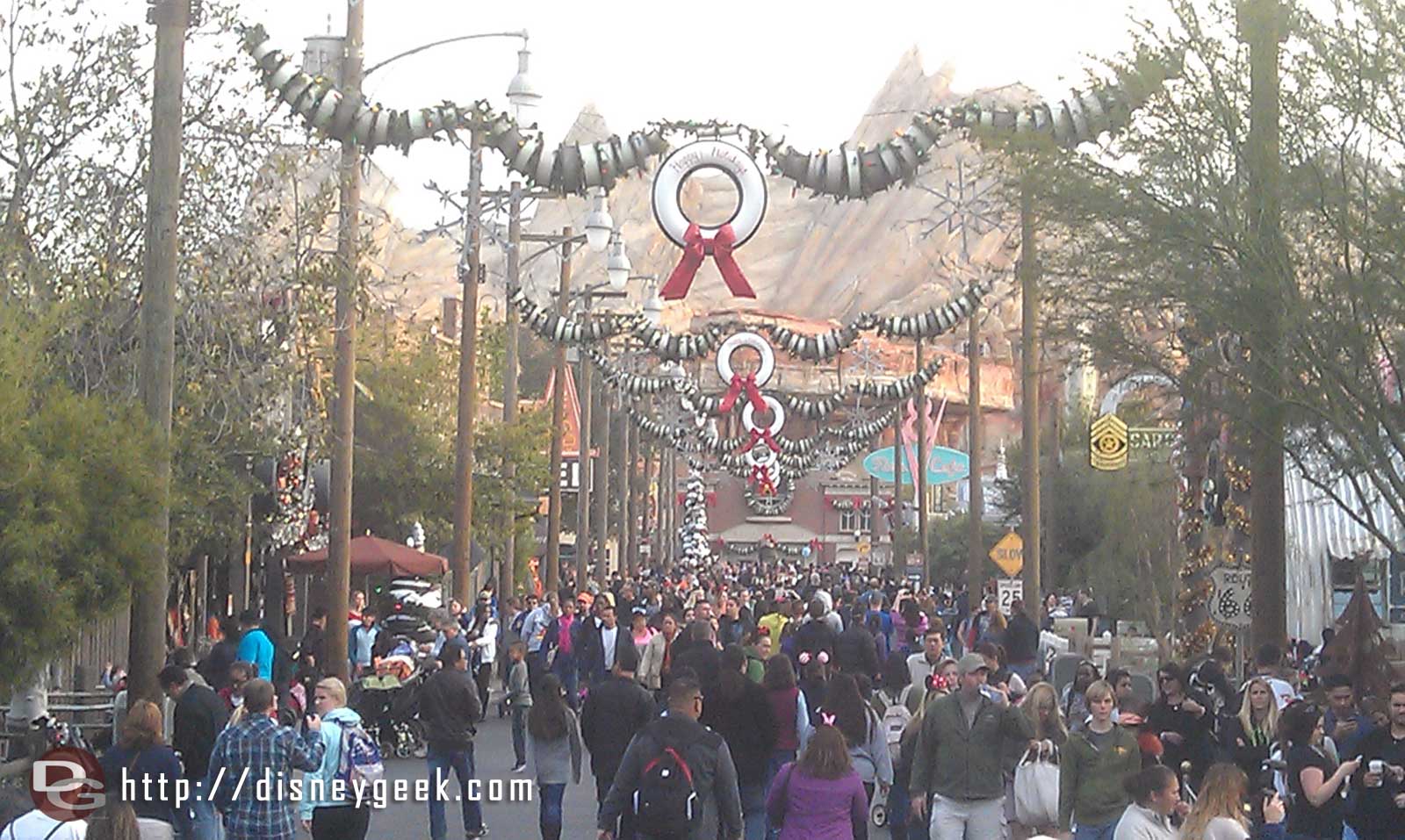 A look down a fairly crowded Route 66 this afternoon in CarsLand