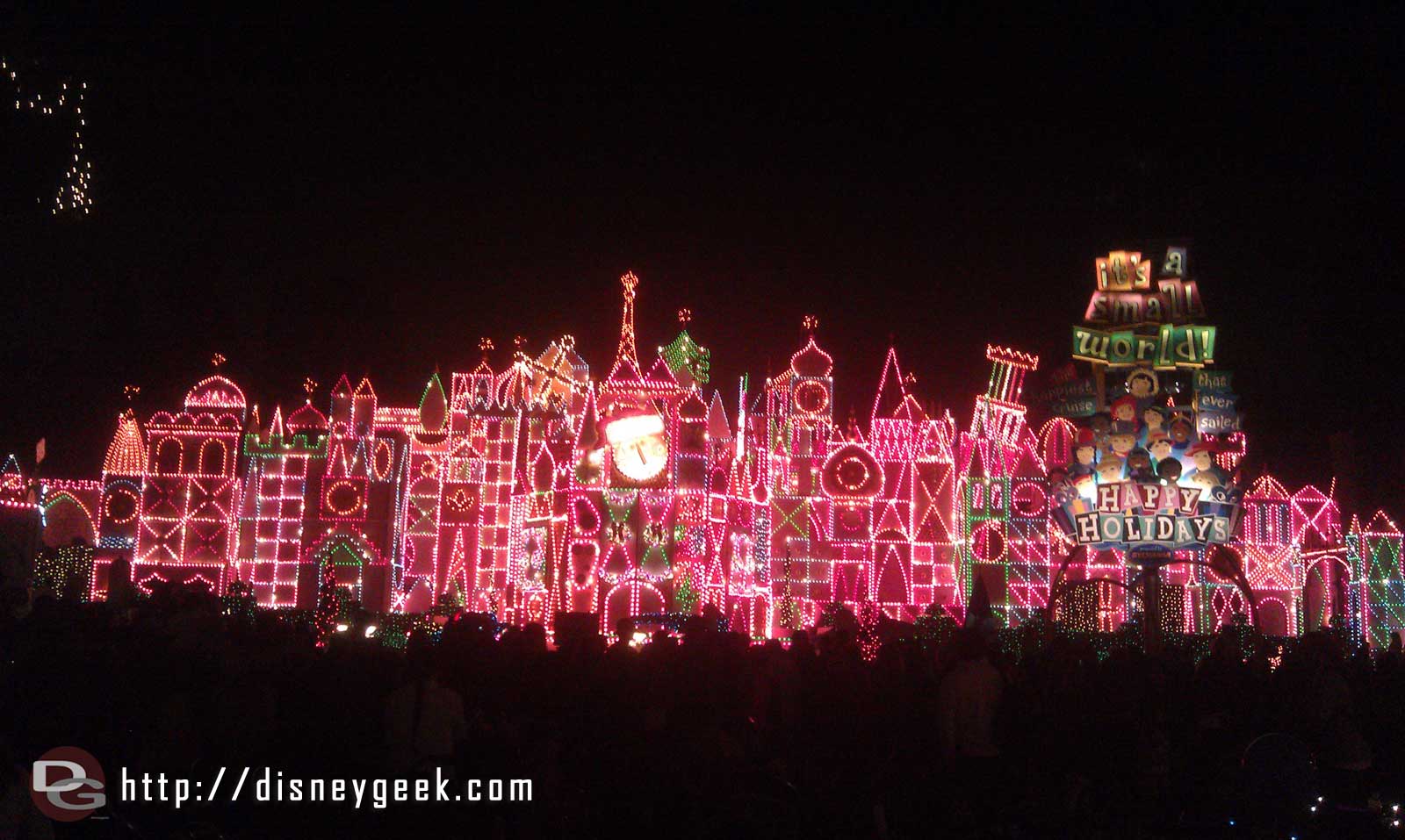Small World Holiday tonight. Why is the quarter hour projectionlight show so bad this year