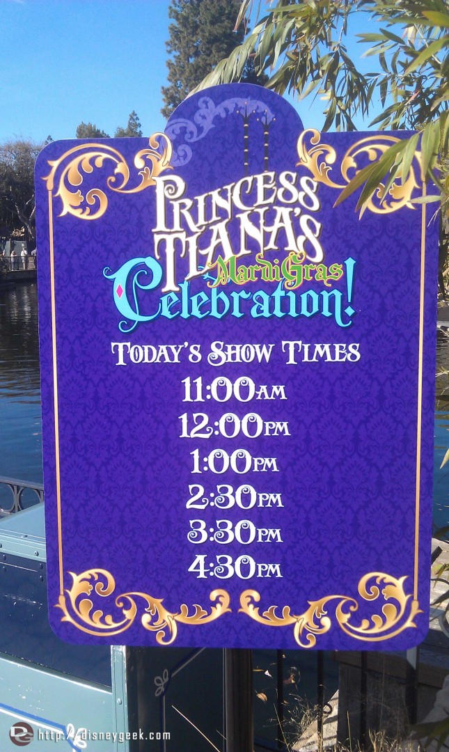 Show times for the Mardi Gras Celebration