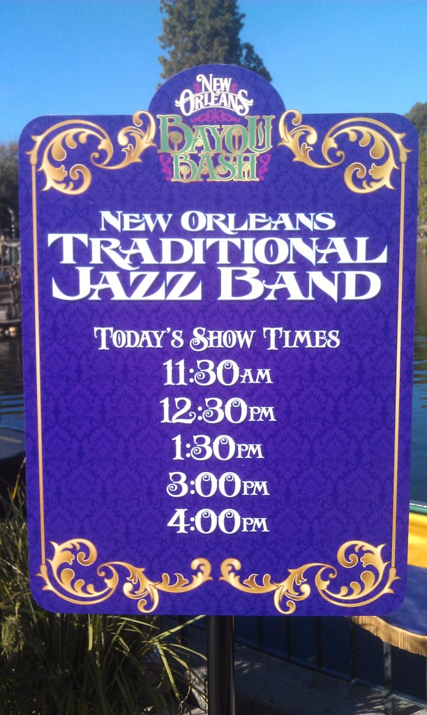 Showtimes for the traditional Jazz Band