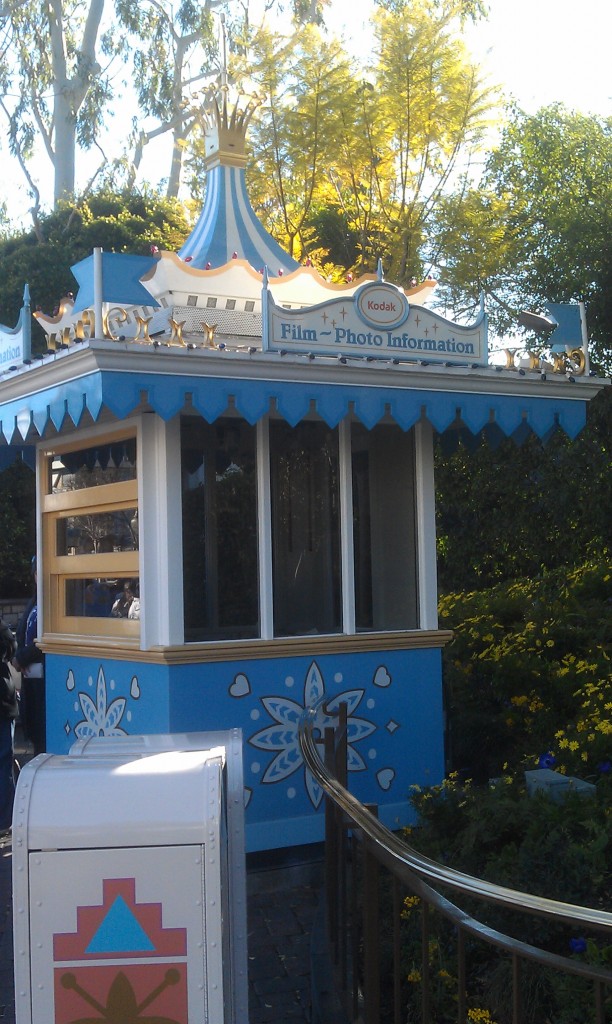 The Kodak booth by Small World is closed and no merchandise inside.