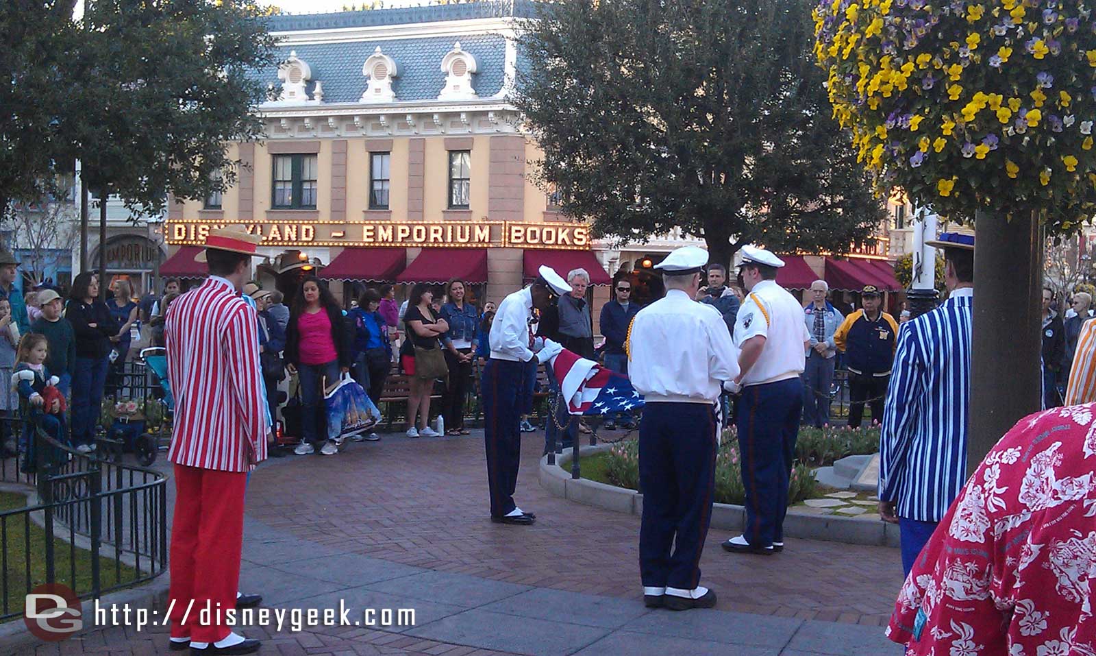 Folding the flags at the ceremony