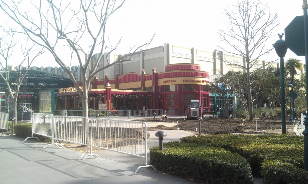 Just arrived at the #Disneyland Resort.  Still working on replacing the lawn where the ice rink was.