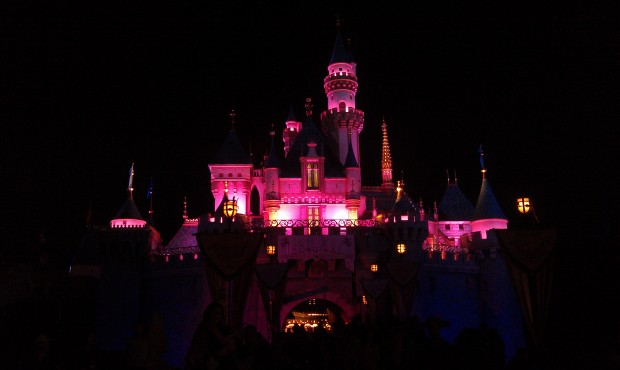 Sleeping Beauty Castle, some red lights on it this evening.  Are they still doing projections?