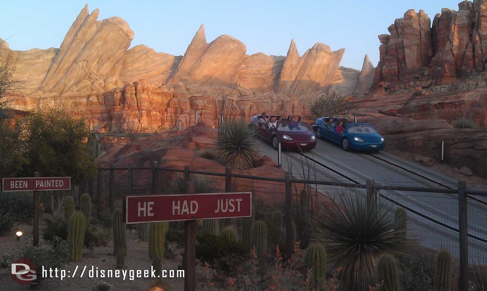 Ornament Valley this evening Radiator Springs Racers only 105 minutes this evening