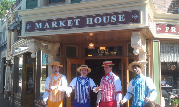 The Dapper Dans of #Disneyland performing on Main Street in front of the Market House